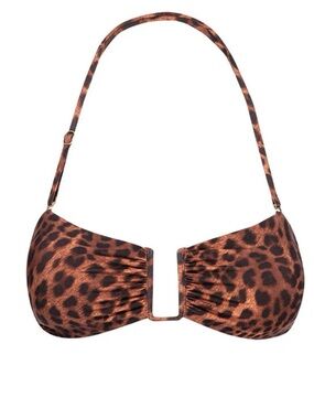 Monday Swimwear Rust Brown Leopard Bandeau Bikini Top